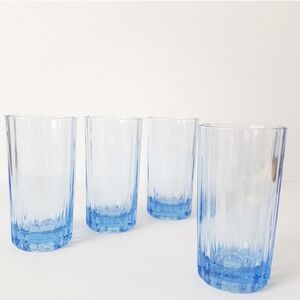 4pc Blue Glass Drinking Glass Set, 6oz Iced Tea Glasses, Pasabahce Turkey